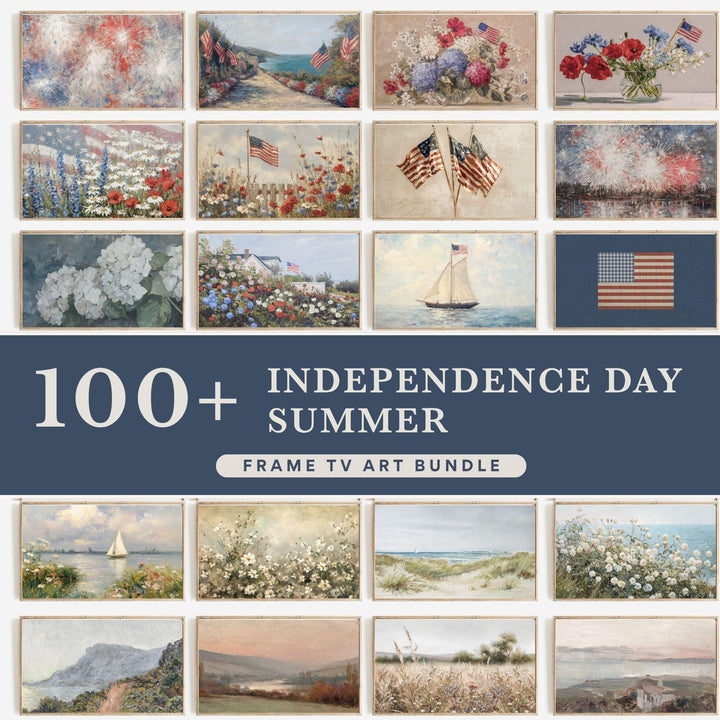 Set of 100+ Frame TV Images, 4th of July Art, Digital Download | TS110
