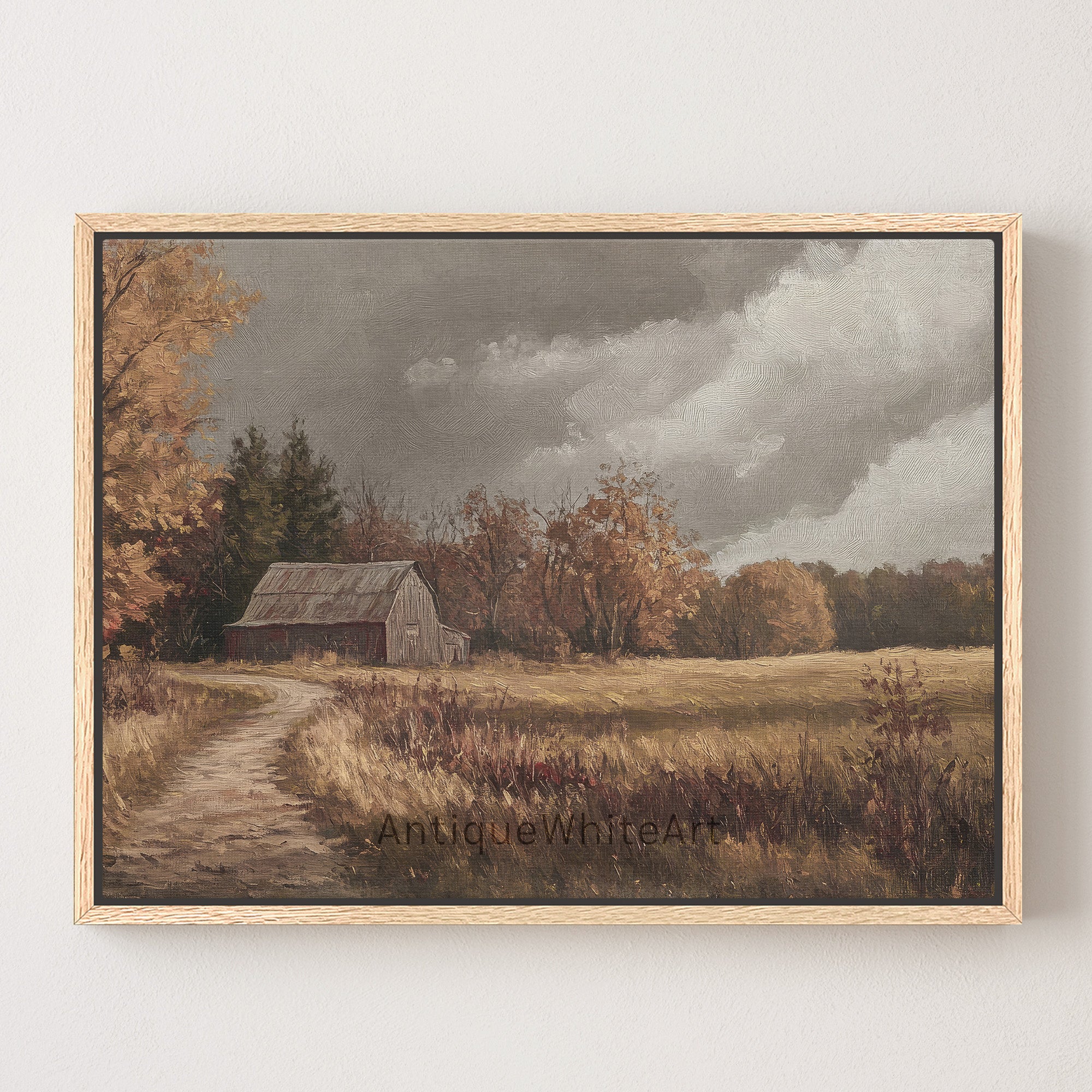 Country Barn Along Fall Path