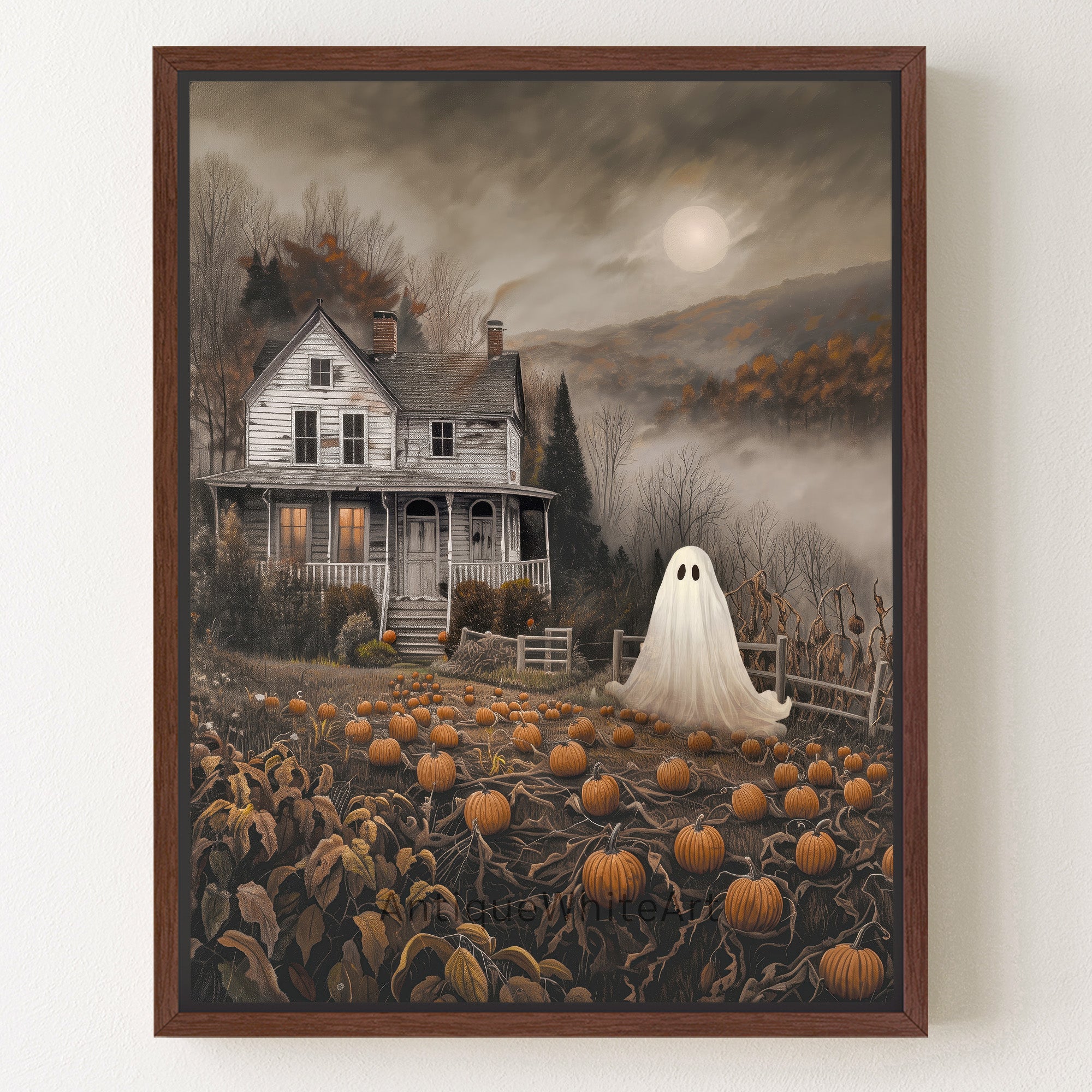 Spooky Scene with Ghost