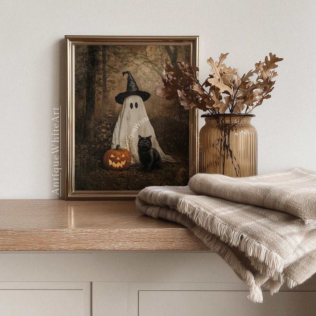 Halloween Wall Art Ghost & Black Cat | A531