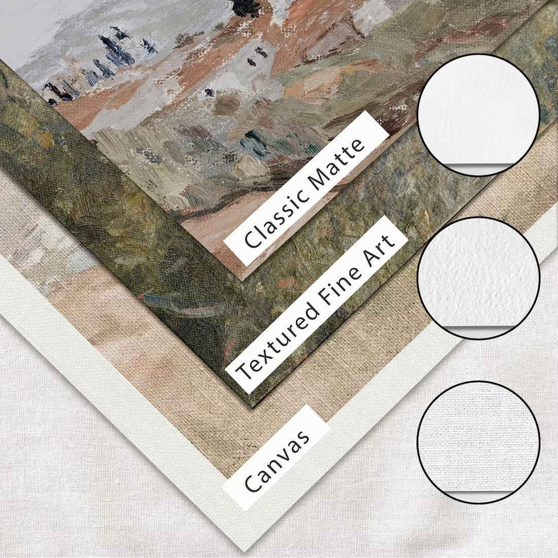 Paper (Classic Matte, Textured Fine Art) and Canvas options