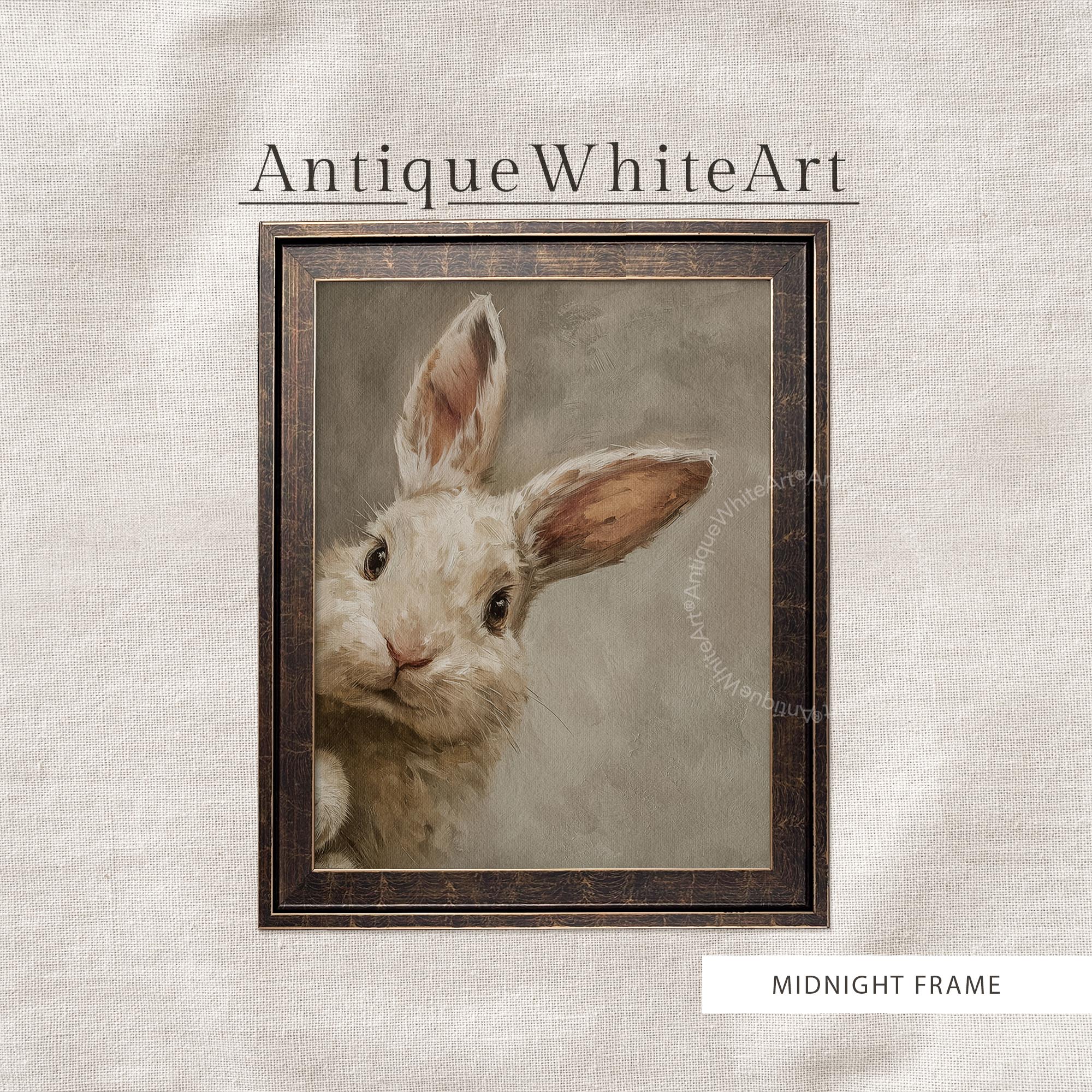 Easter Bunny Wall Art Print in Midnight Style Frame