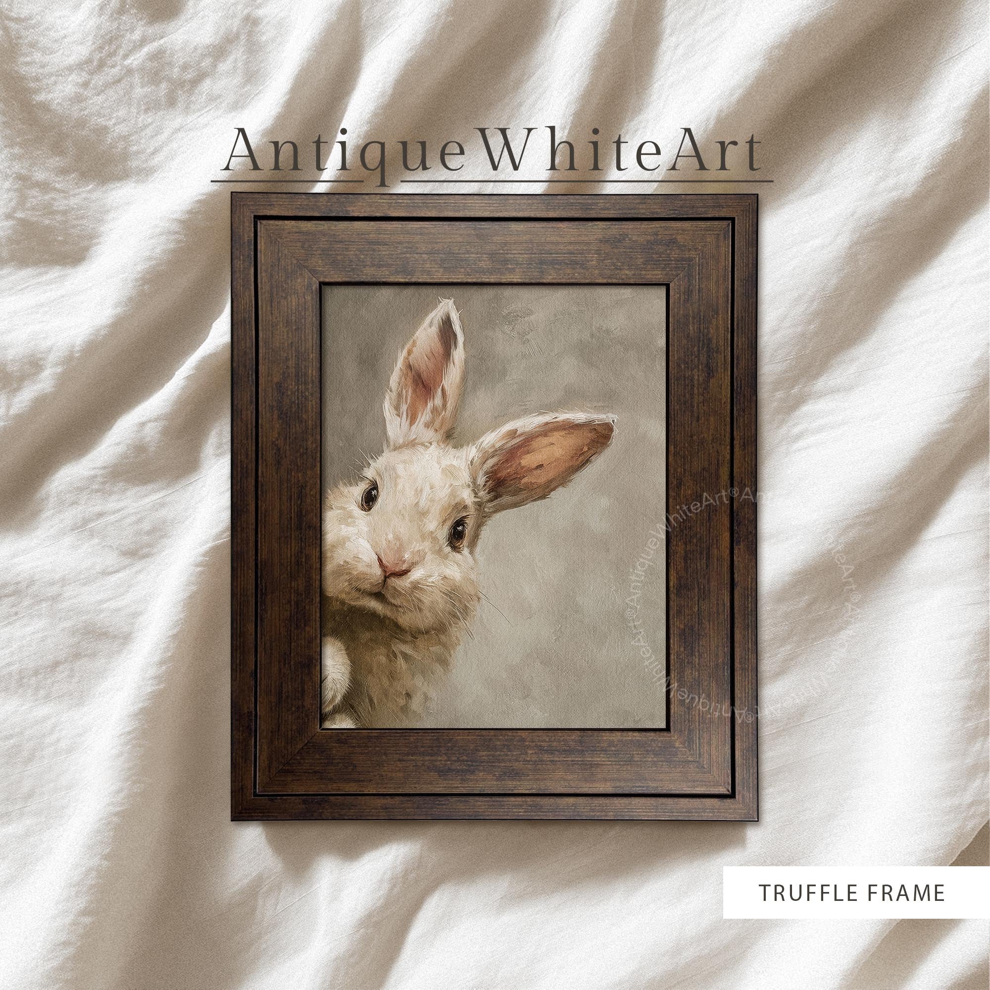 Easter Bunny Wall Art Print in Truffle Style Frame
