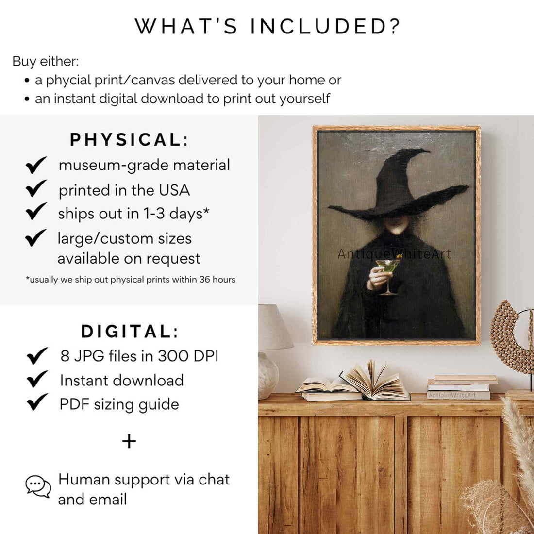 Halloween Witch With Cocktail Print | A1044