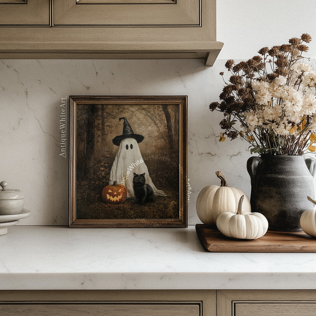 Halloween Wall Art Ghost & Black Cat | A531