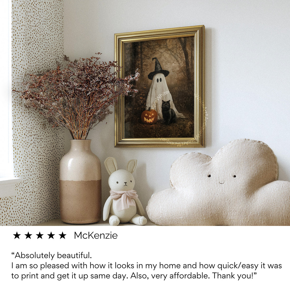 Halloween Wall Art Ghost & Black Cat | A531