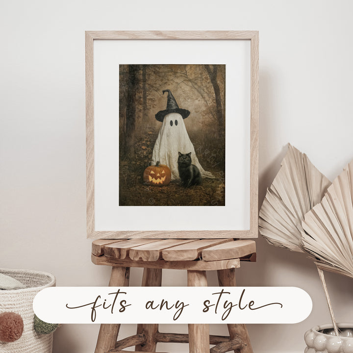 Halloween Wall Art Ghost & Black Cat | A531