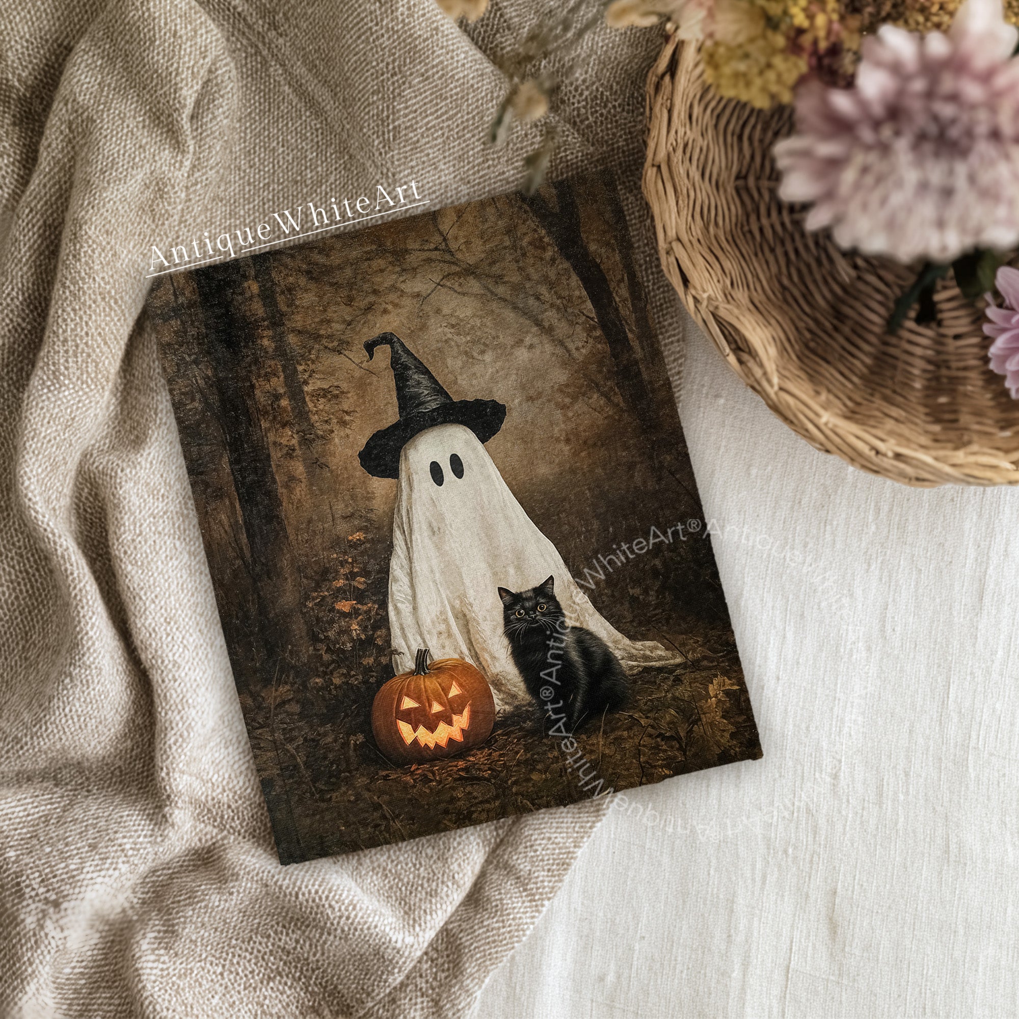 Halloween Wall Art Ghost & Black Cat | A531