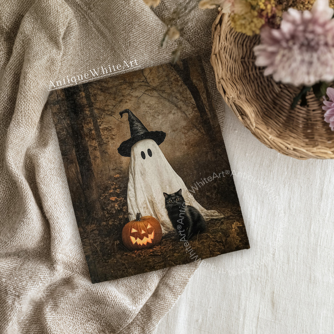 Halloween Wall Art Ghost & Black Cat | A531