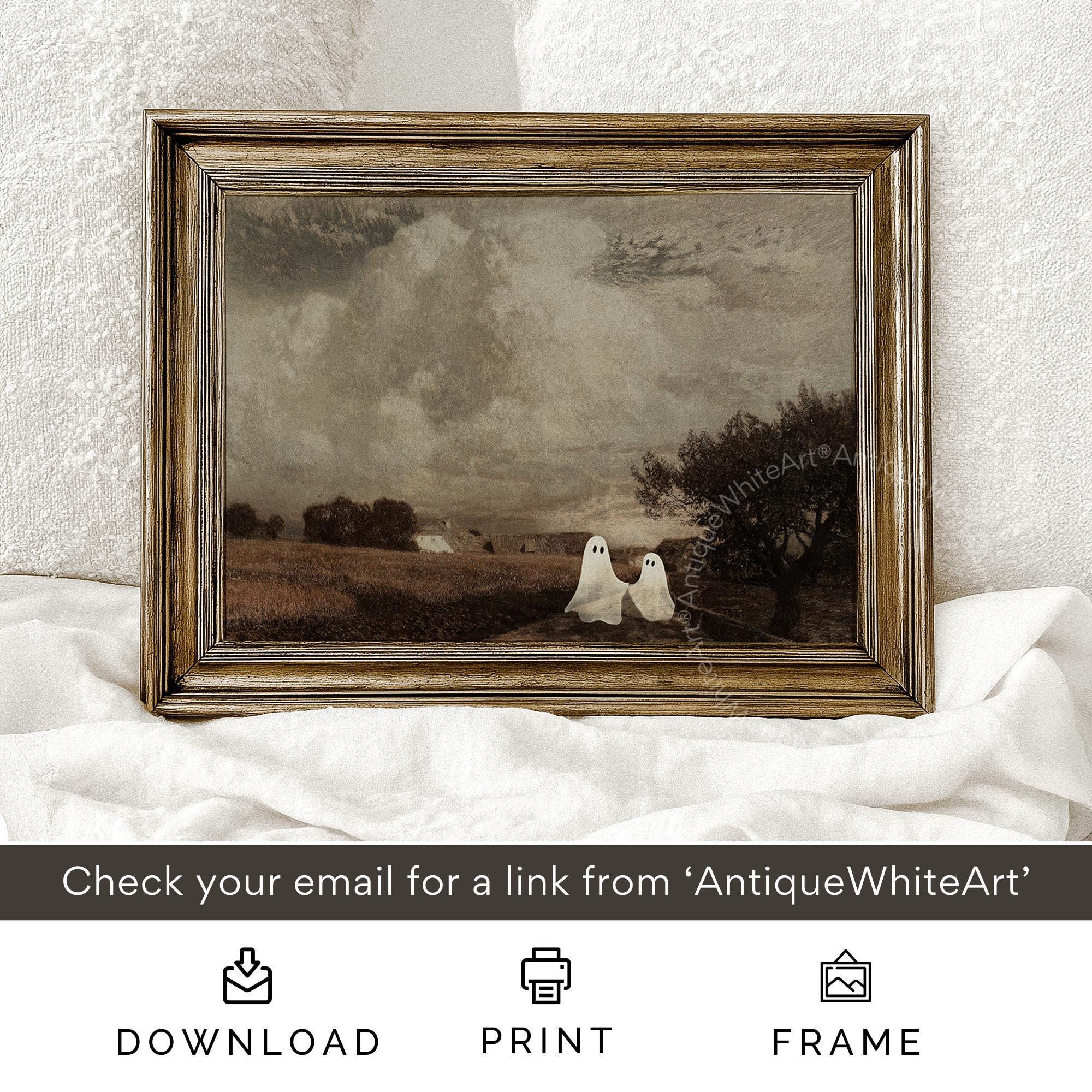 Handdrawn 50+ Vintage Ghost Halloween Printable Wall Art Bundle, Digital Download | S204