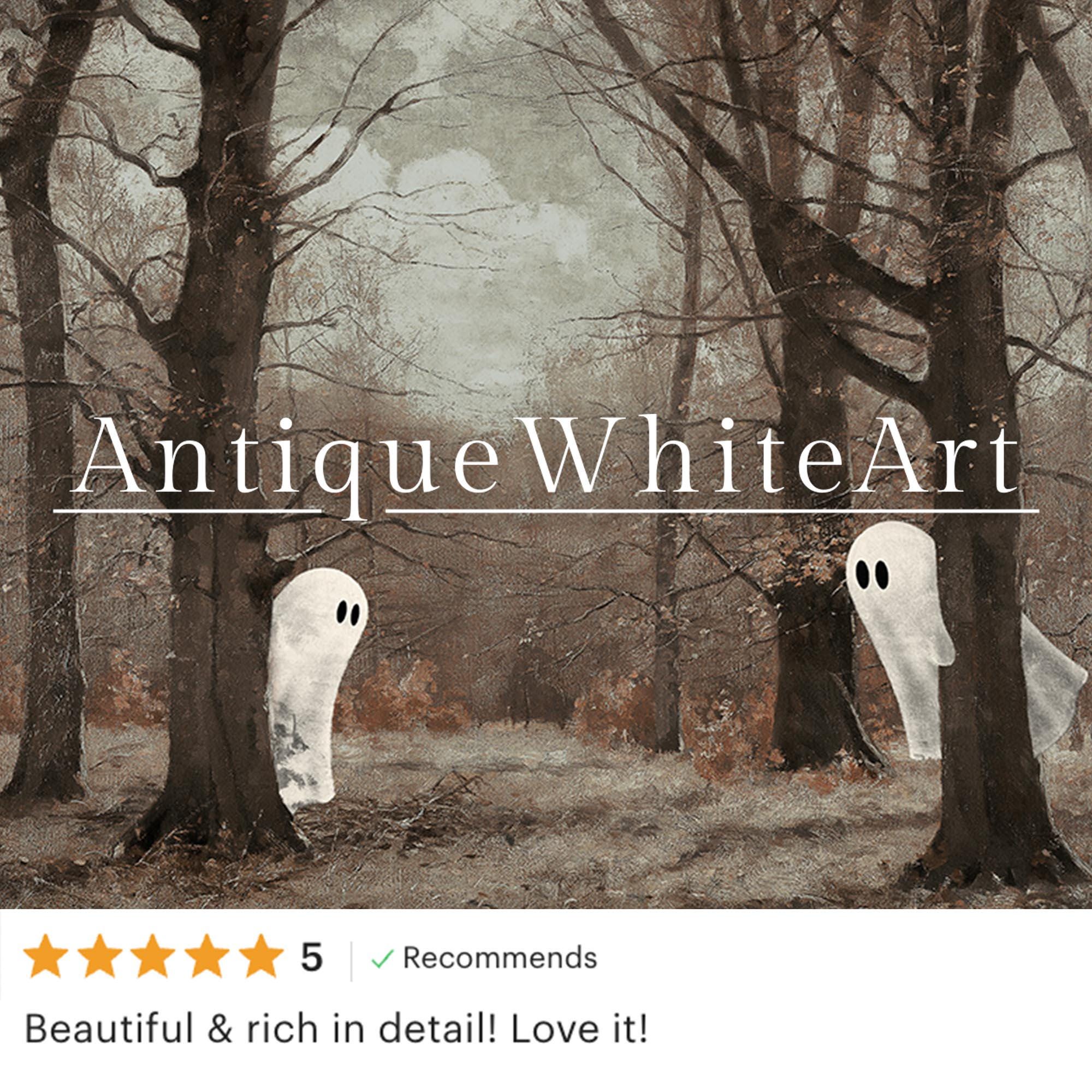 Handdrawn 50+ Vintage Ghost Halloween Printable Wall Art Bundle, Digital Download | S204