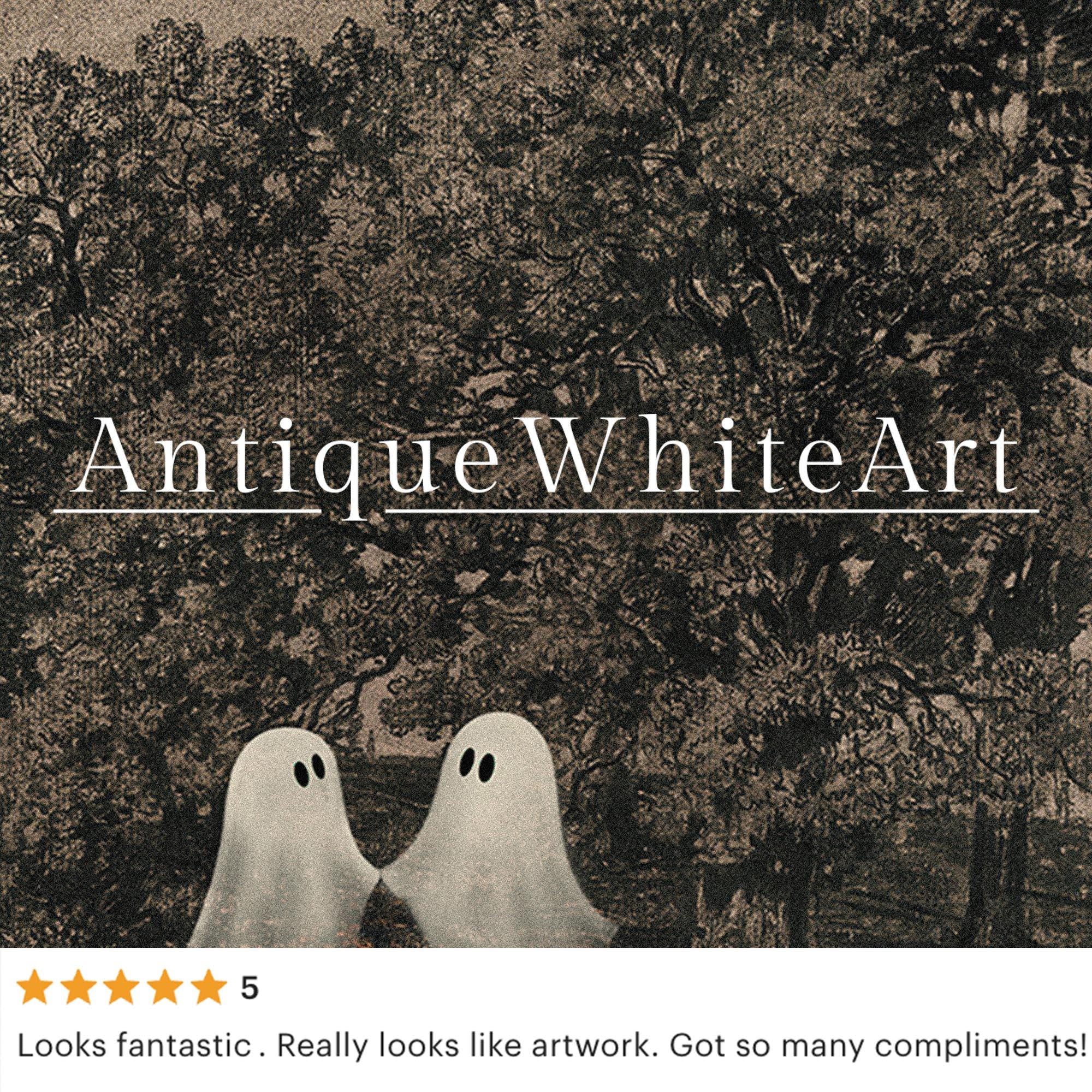 Handdrawn 50+ Vintage Ghost Halloween Printable Wall Art Bundle, Digital Download | S204