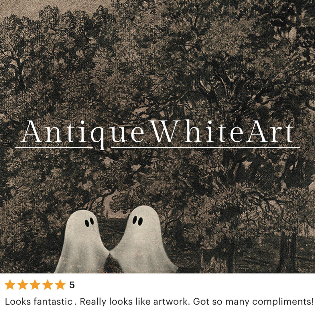 Handdrawn 50+ Vintage Ghost Halloween Printable Wall Art Bundle, Digital Download | S204
