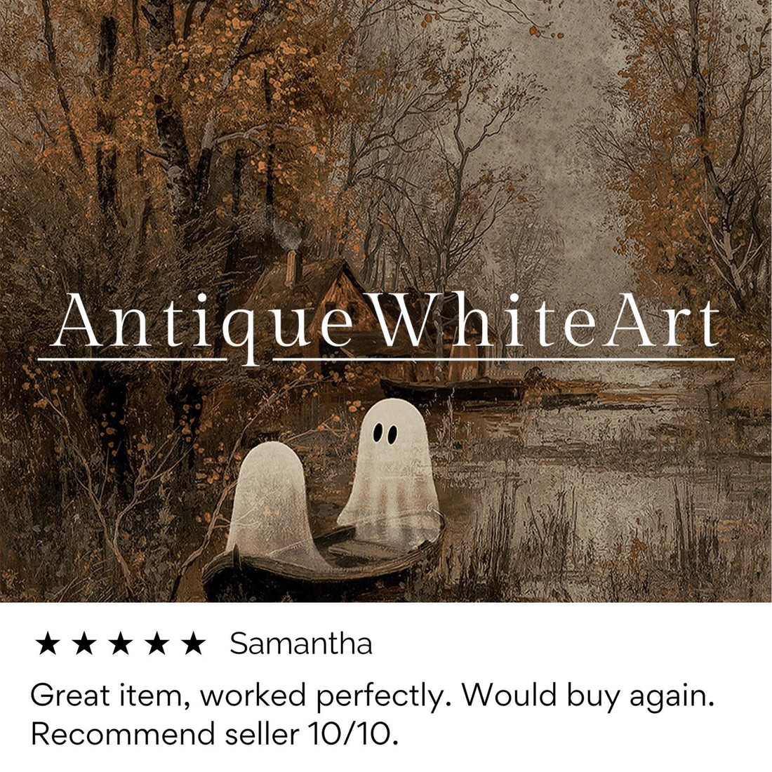 Handdrawn 50+ Vintage Ghost Halloween Printable Wall Art Bundle, Digital Download | S204
