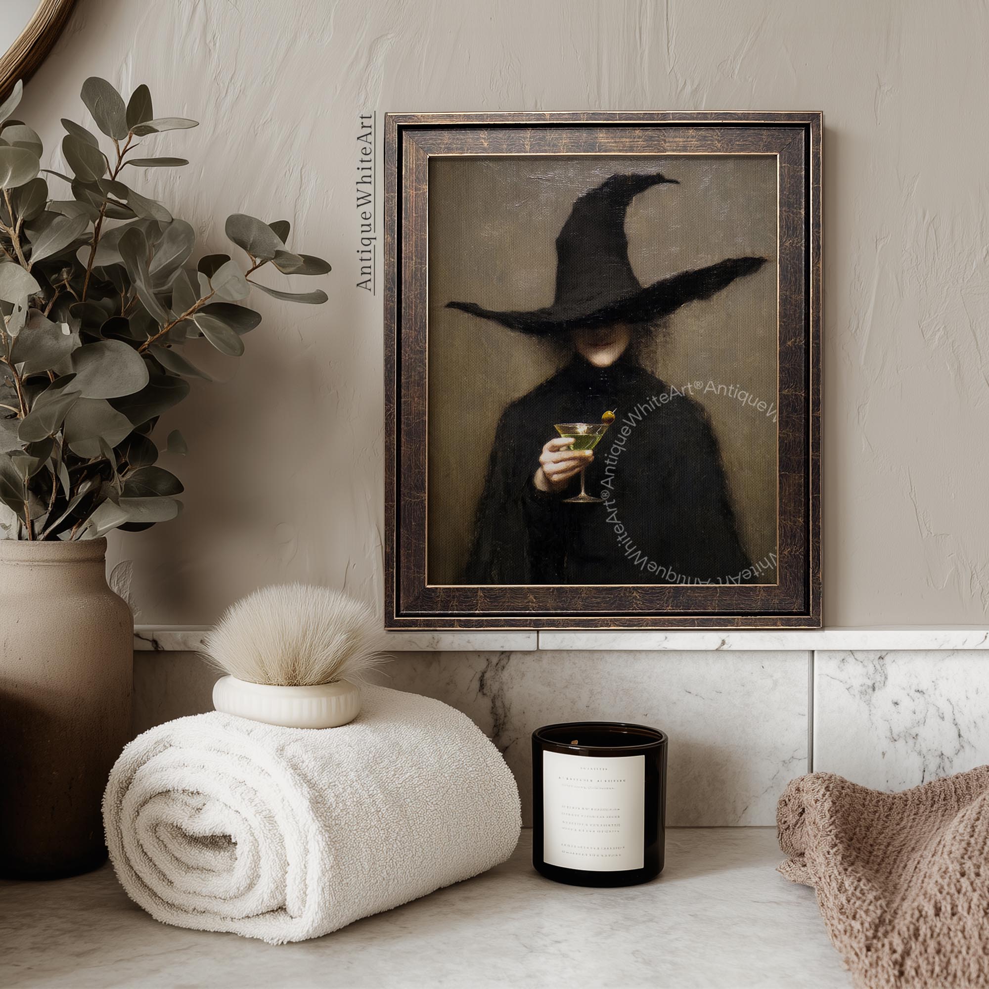 Halloween Witch With Cocktail Print | A1044