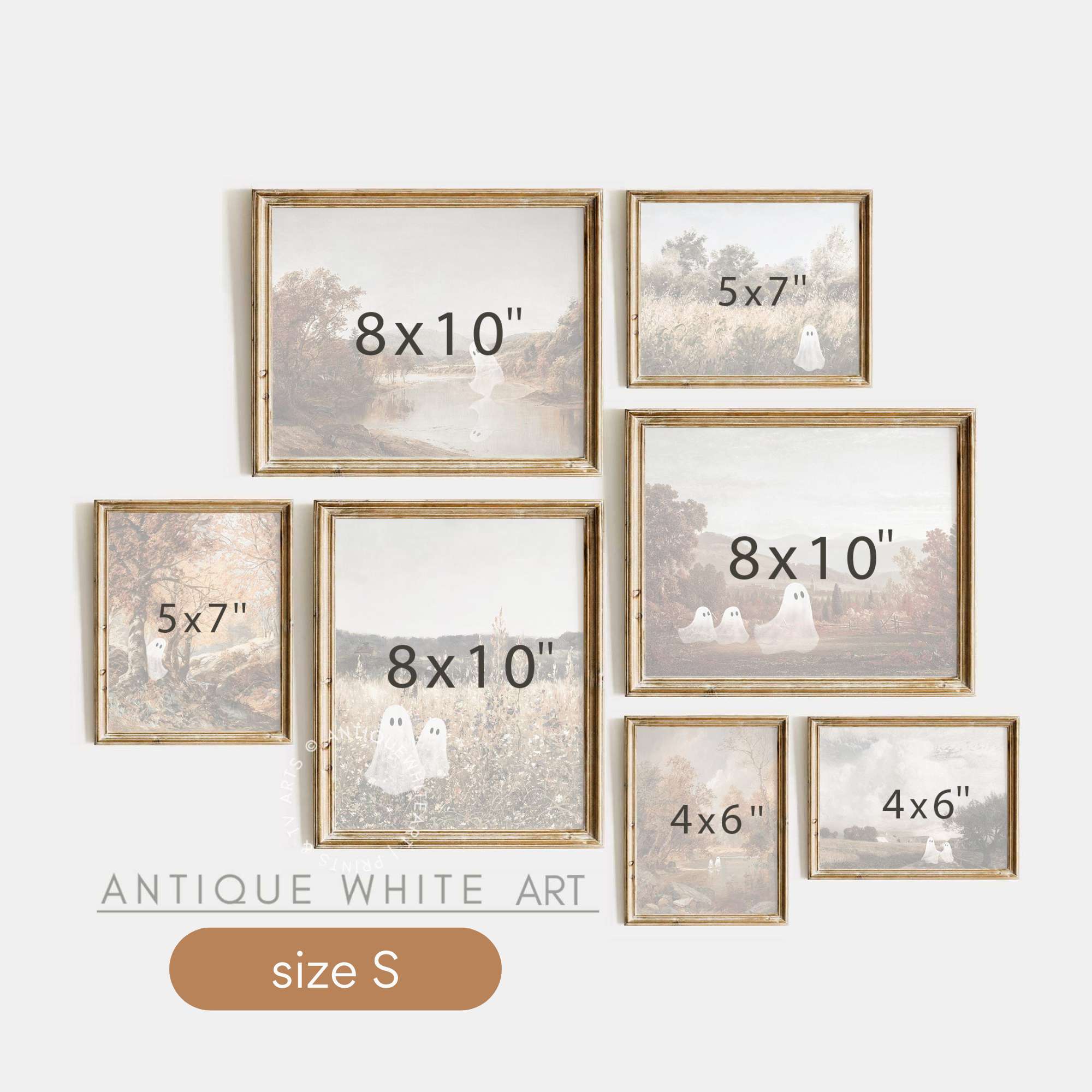 Set of 7 prints displayed in size S (from 4x6 to 8x10 inches)