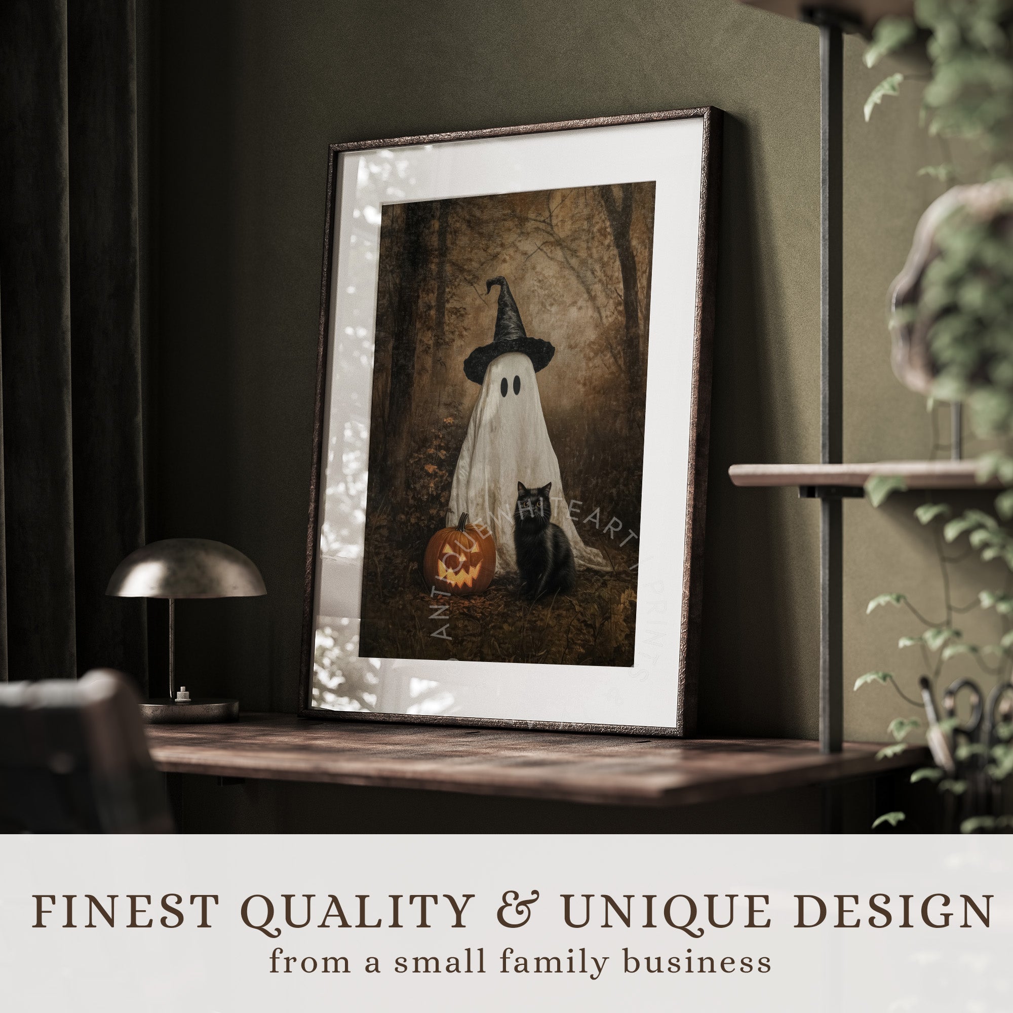 Halloween Wall Art Ghost & Black Cat | A531