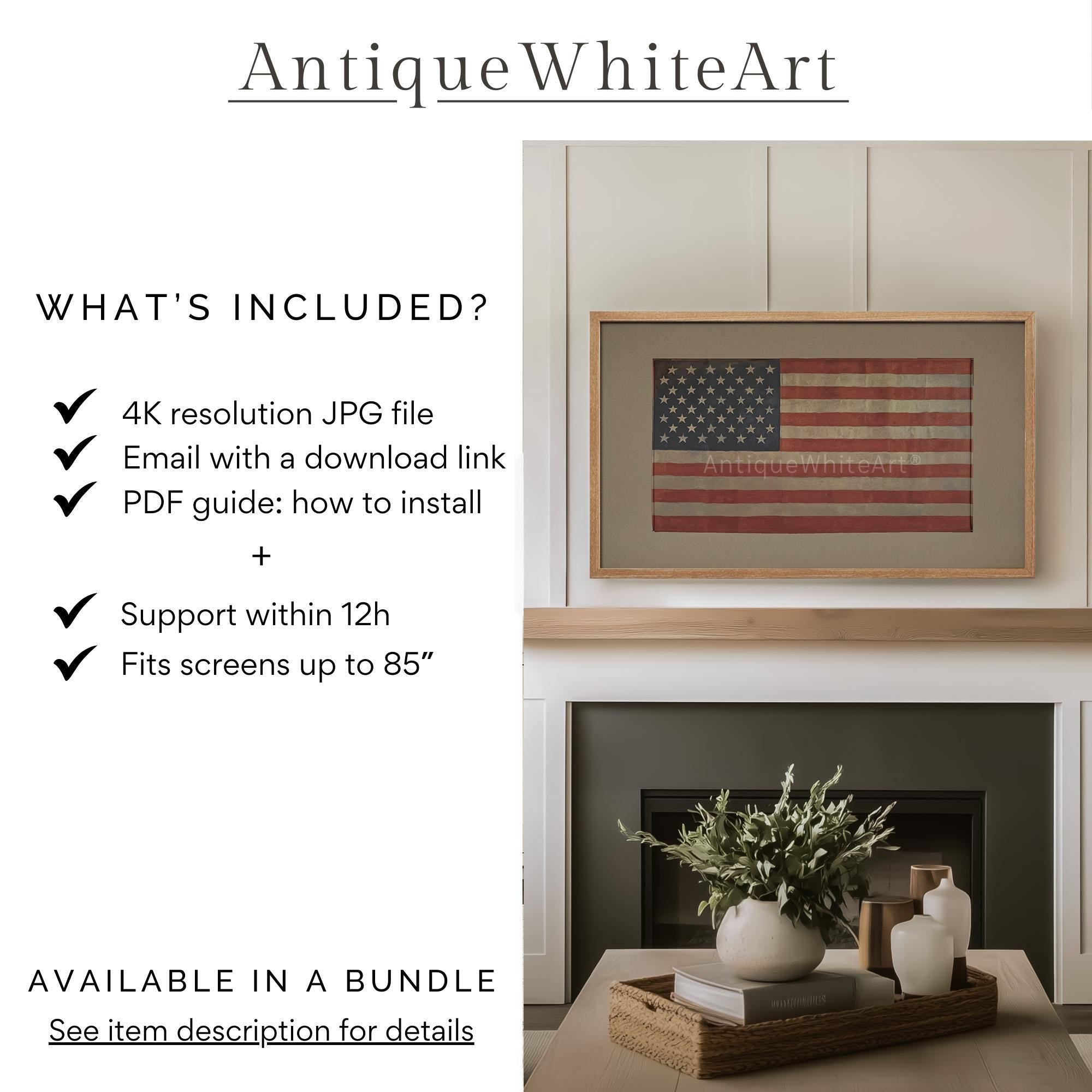 American Flag Frame TV Art, Independence Day Frame TV Art, Digital Download | TV638