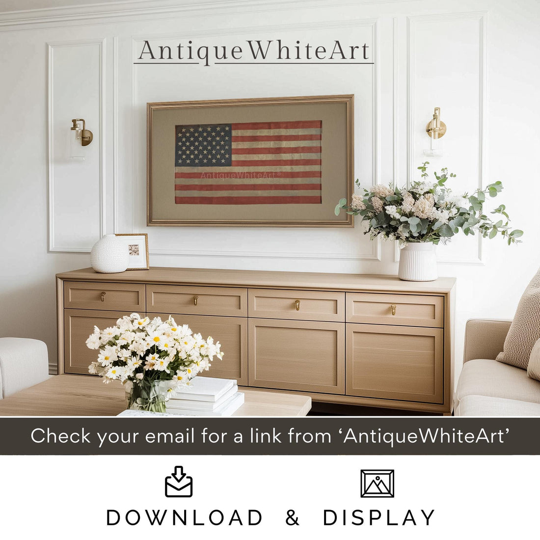 American Flag Frame TV Art, Independence Day Frame TV Art, Digital Download | TV638