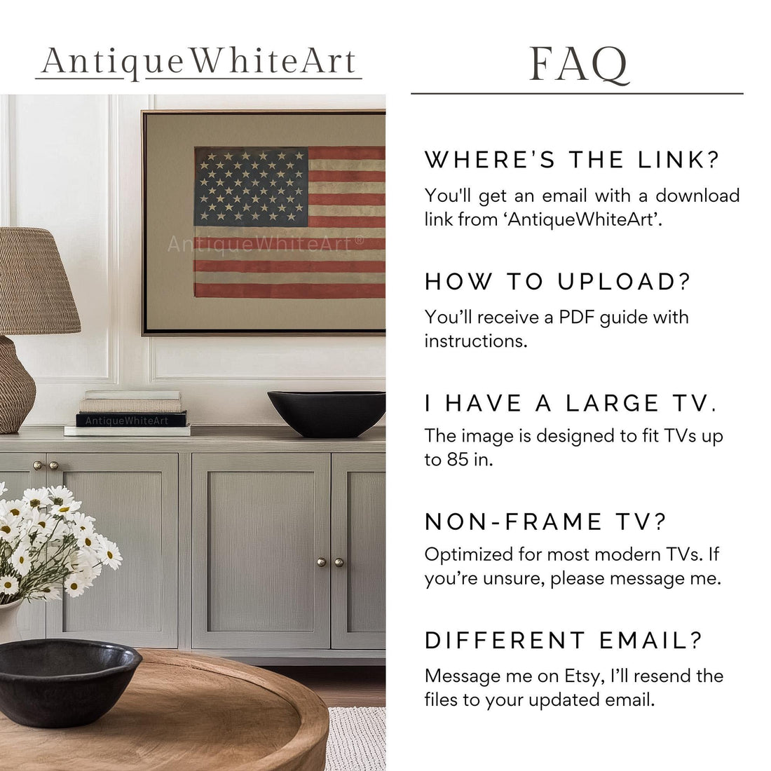 American Flag Frame TV Art, Independence Day Frame TV Art, Digital Download | TV638