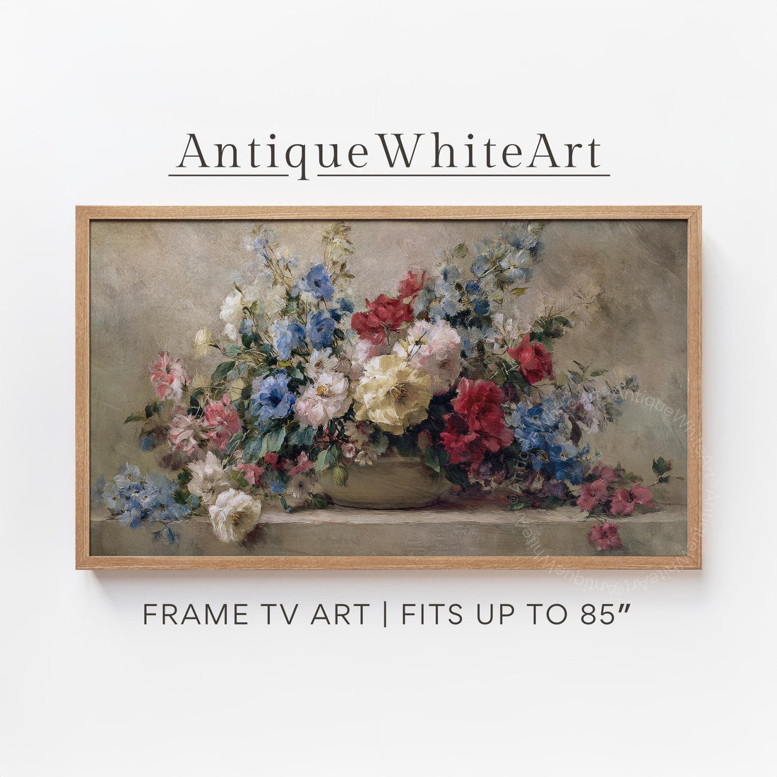 Floral 4th of July Frame TV Art, Digital Download | TV639