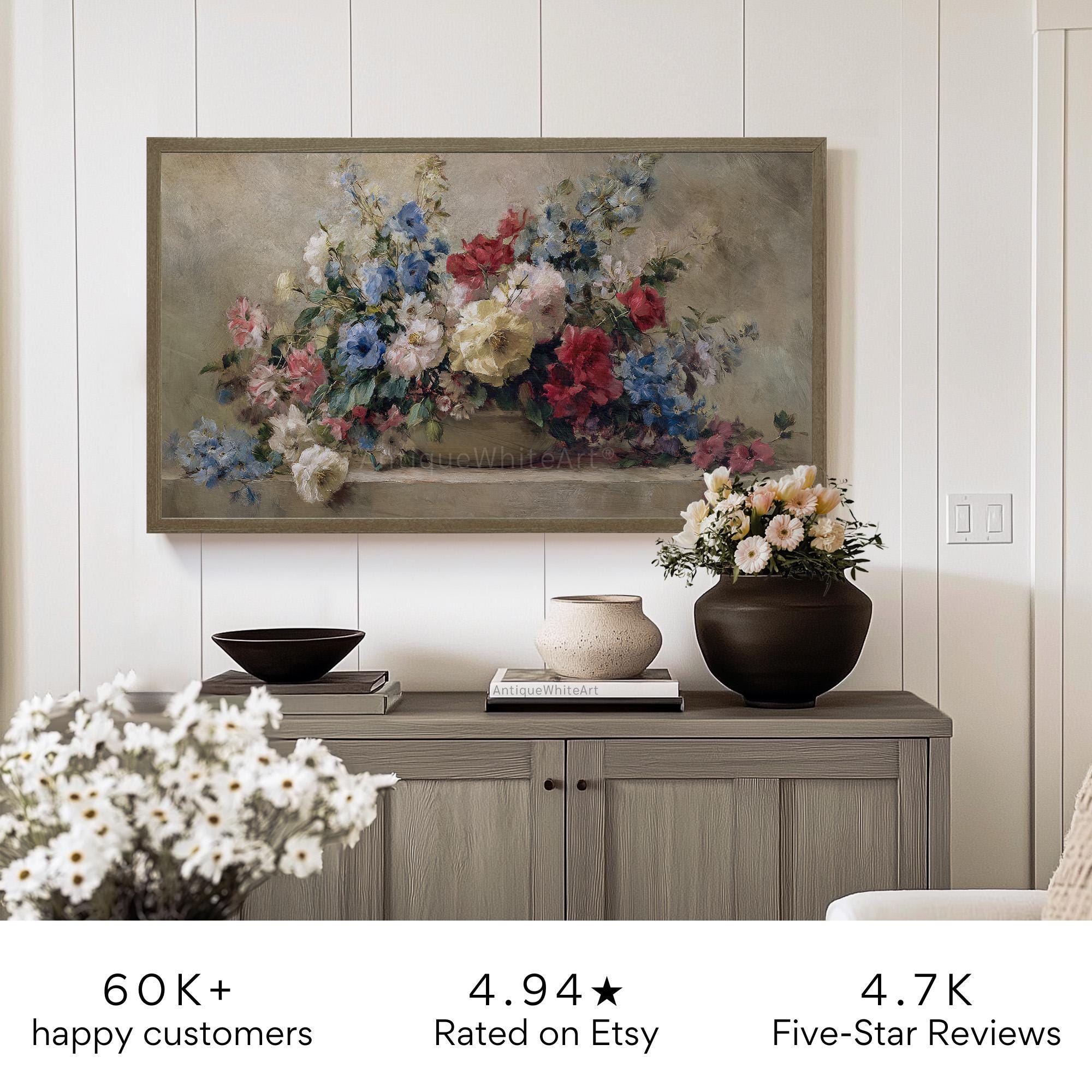 Floral 4th of July Frame TV Art, Digital Download | TV639