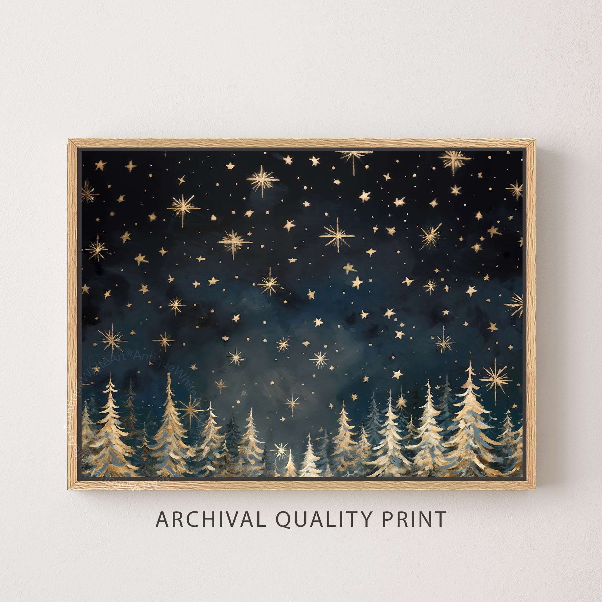 Snowy Winter Night Sky Wall Art