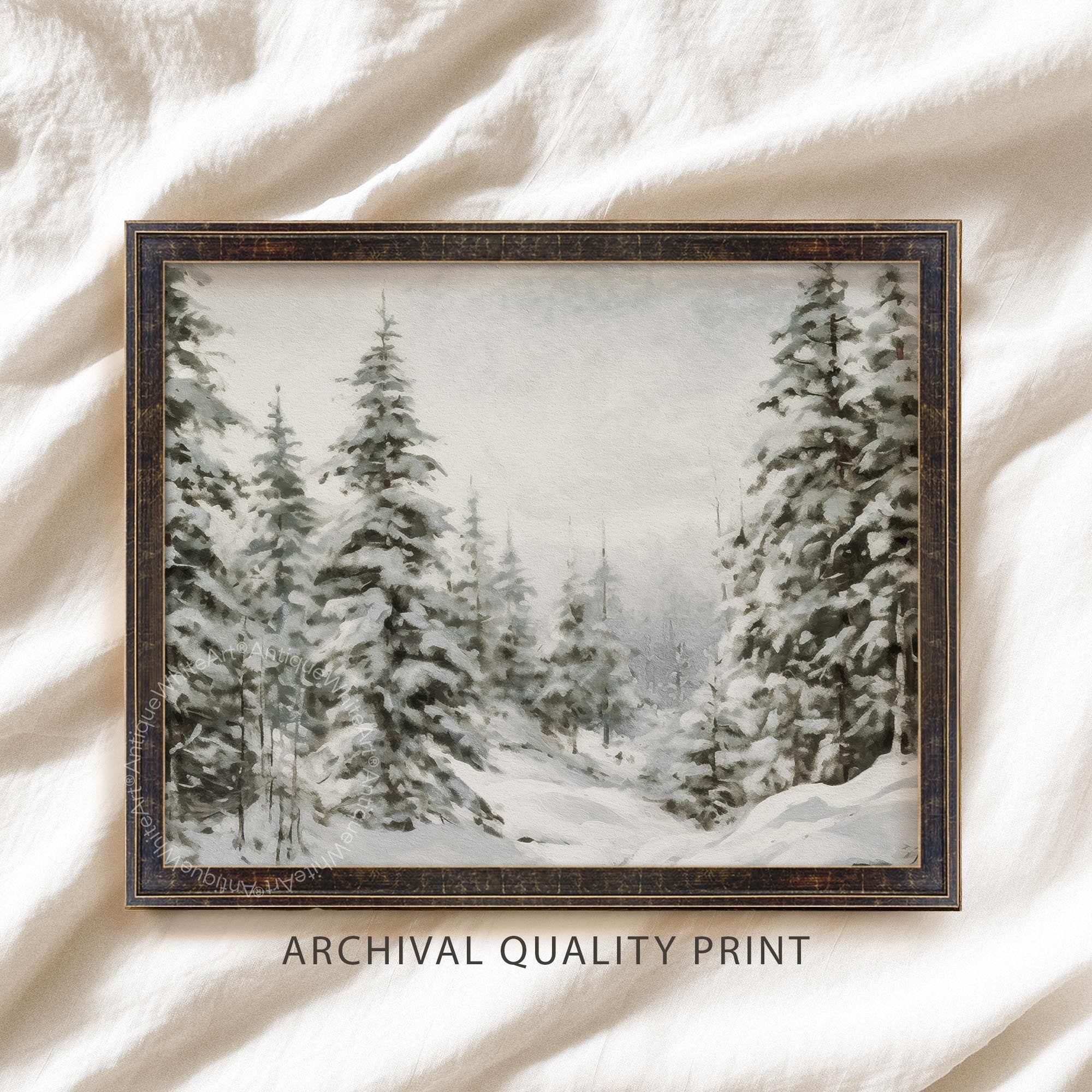 Snowy Pine Forest Print