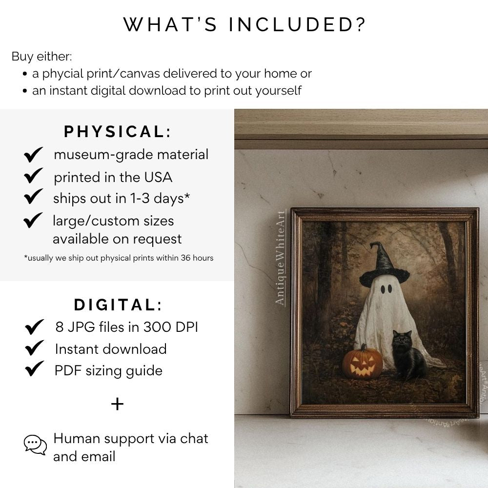 Halloween Wall Art Ghost & Black Cat | A531