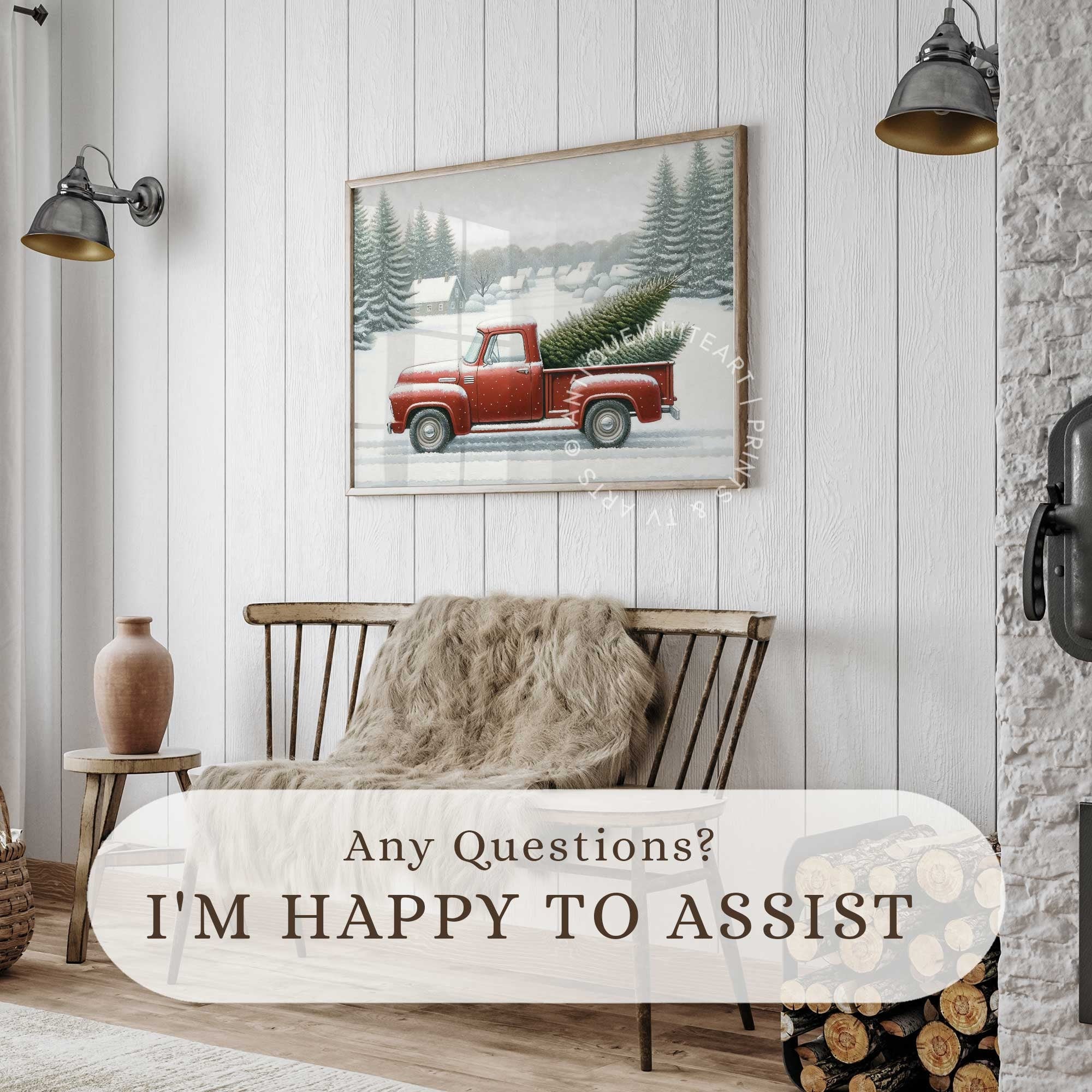 Red Truck Carrying Christmas Trees