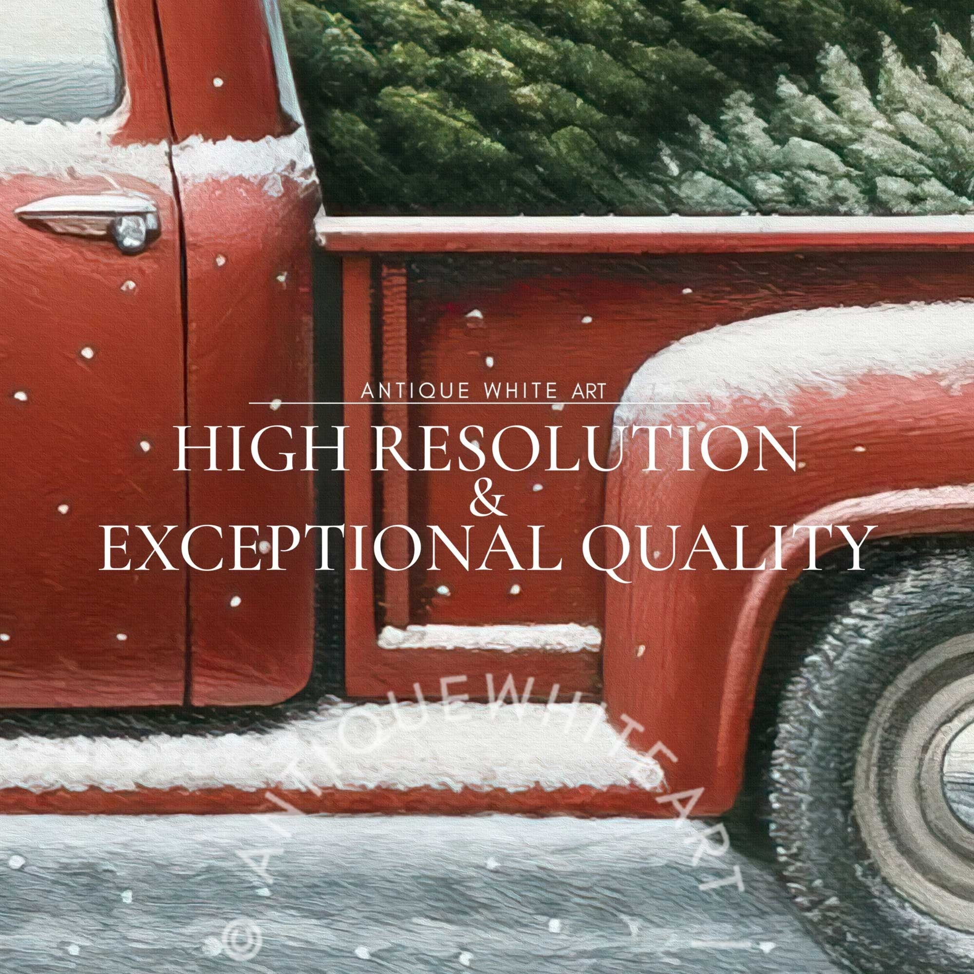 Red Truck Carrying Christmas Trees