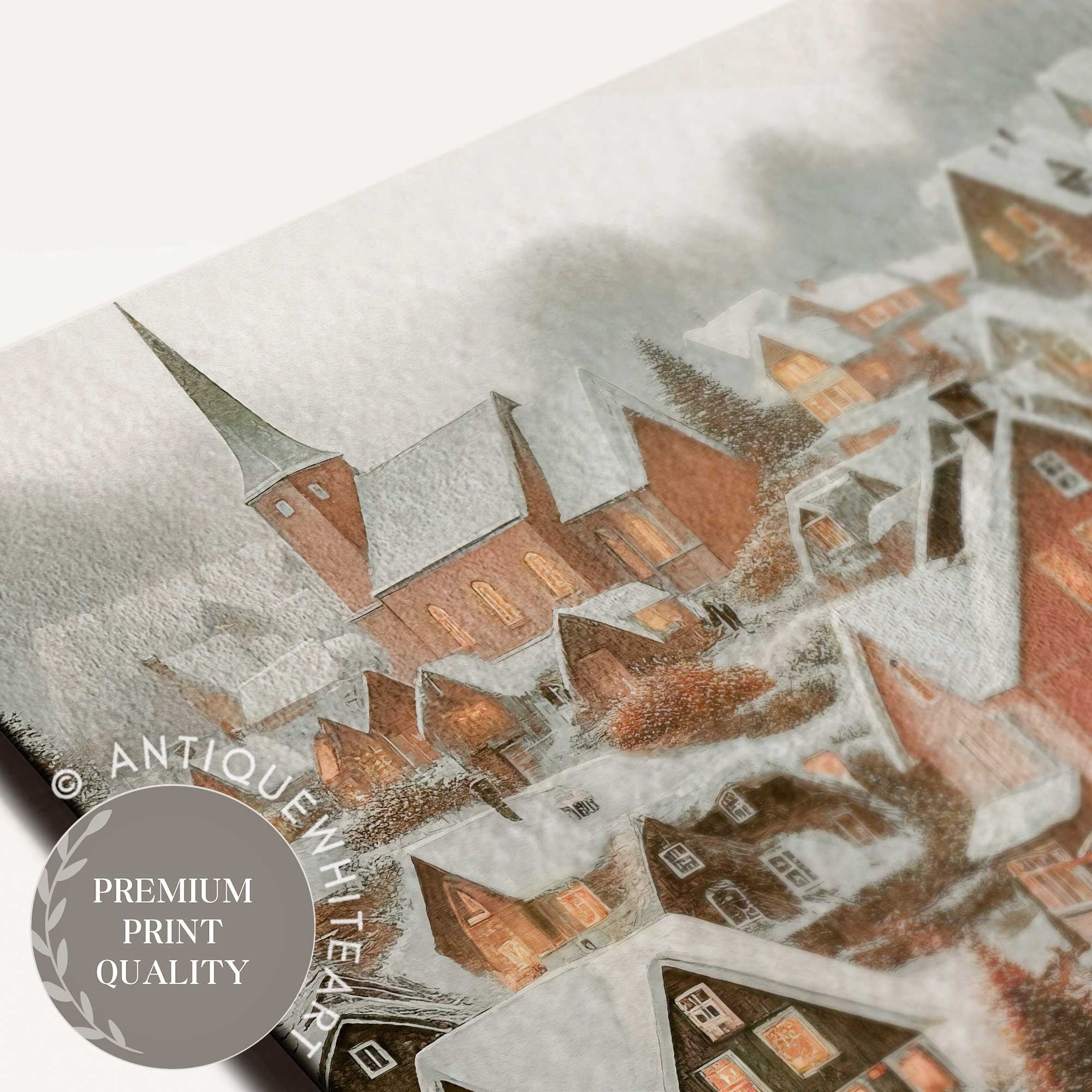 Snowy Village Lights