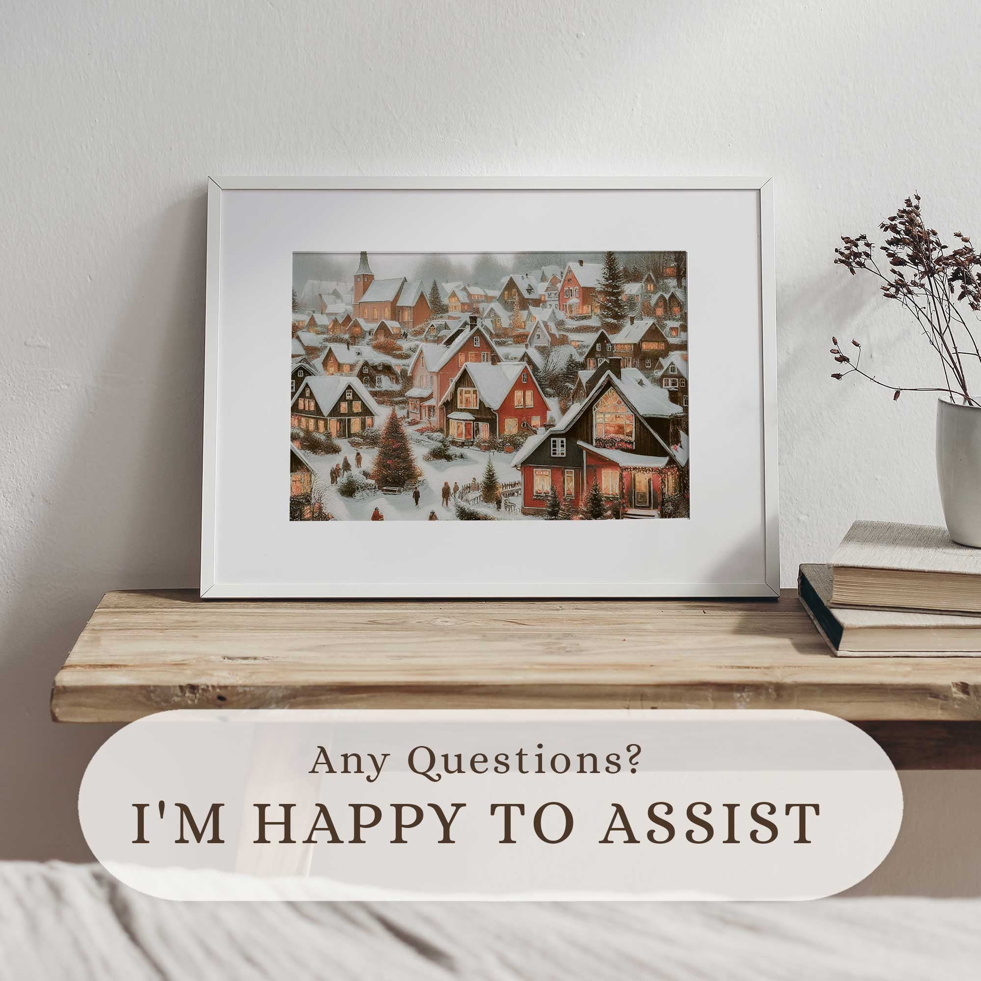 Snowy Village Lights