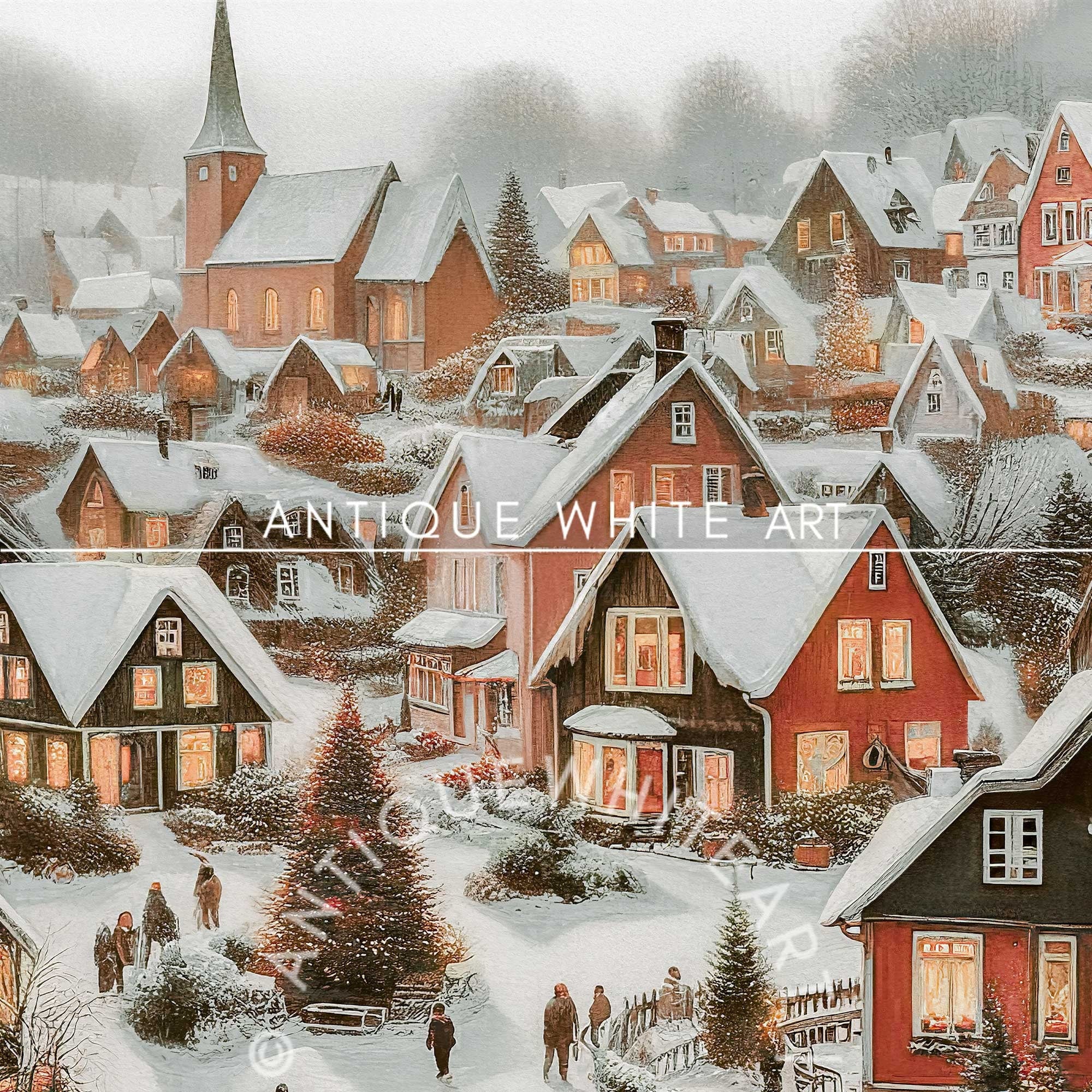 Snowy Village Lights