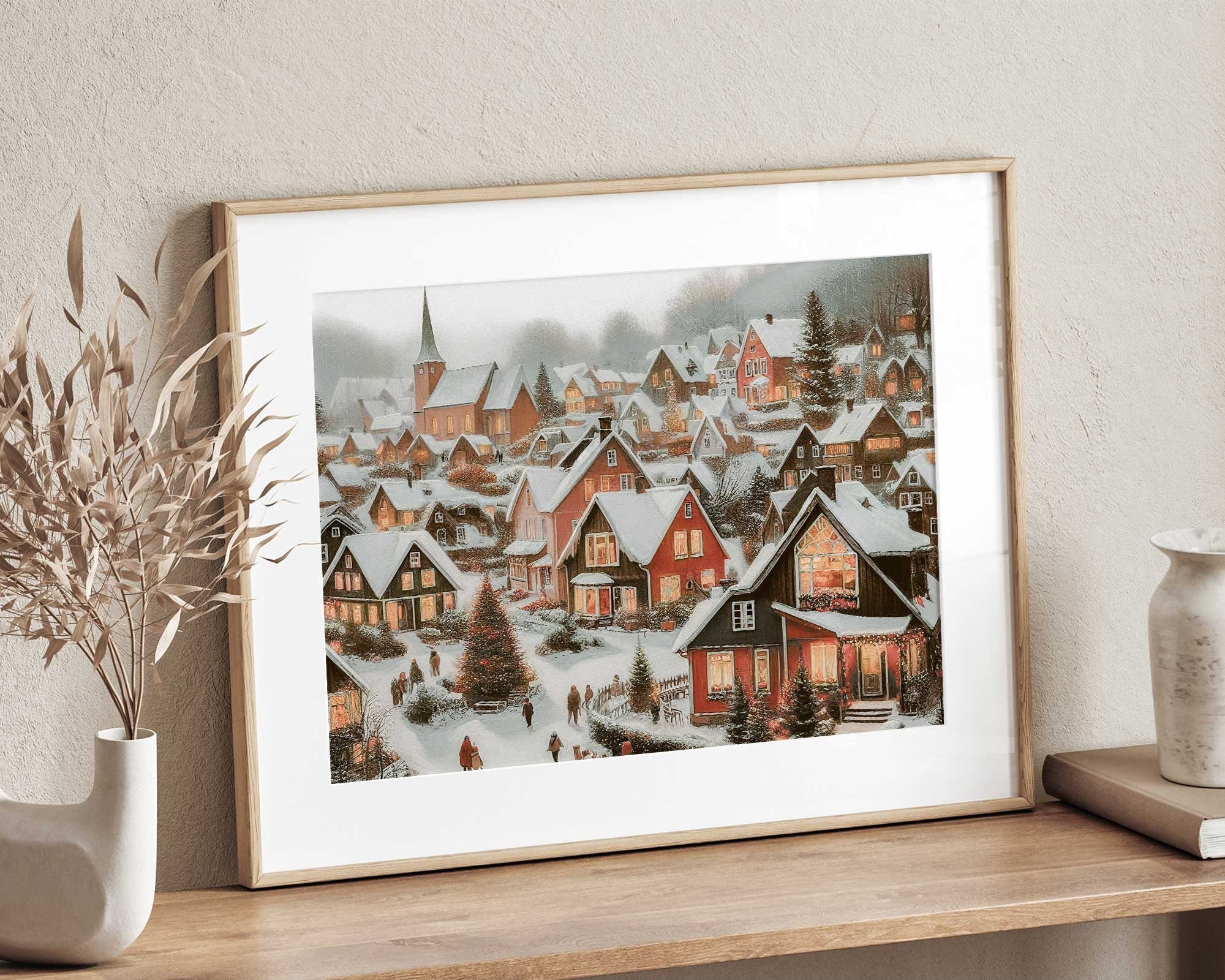 Snowy Village Lights