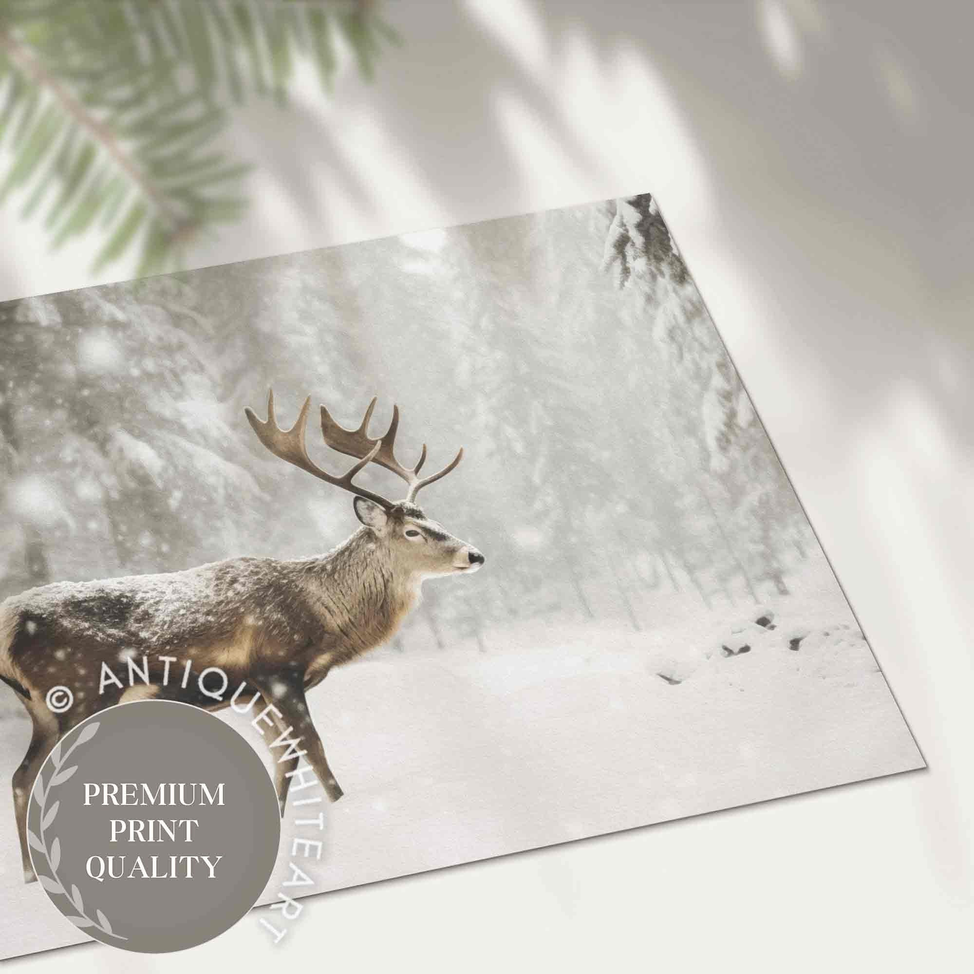 Reindeer in Snowy Forest