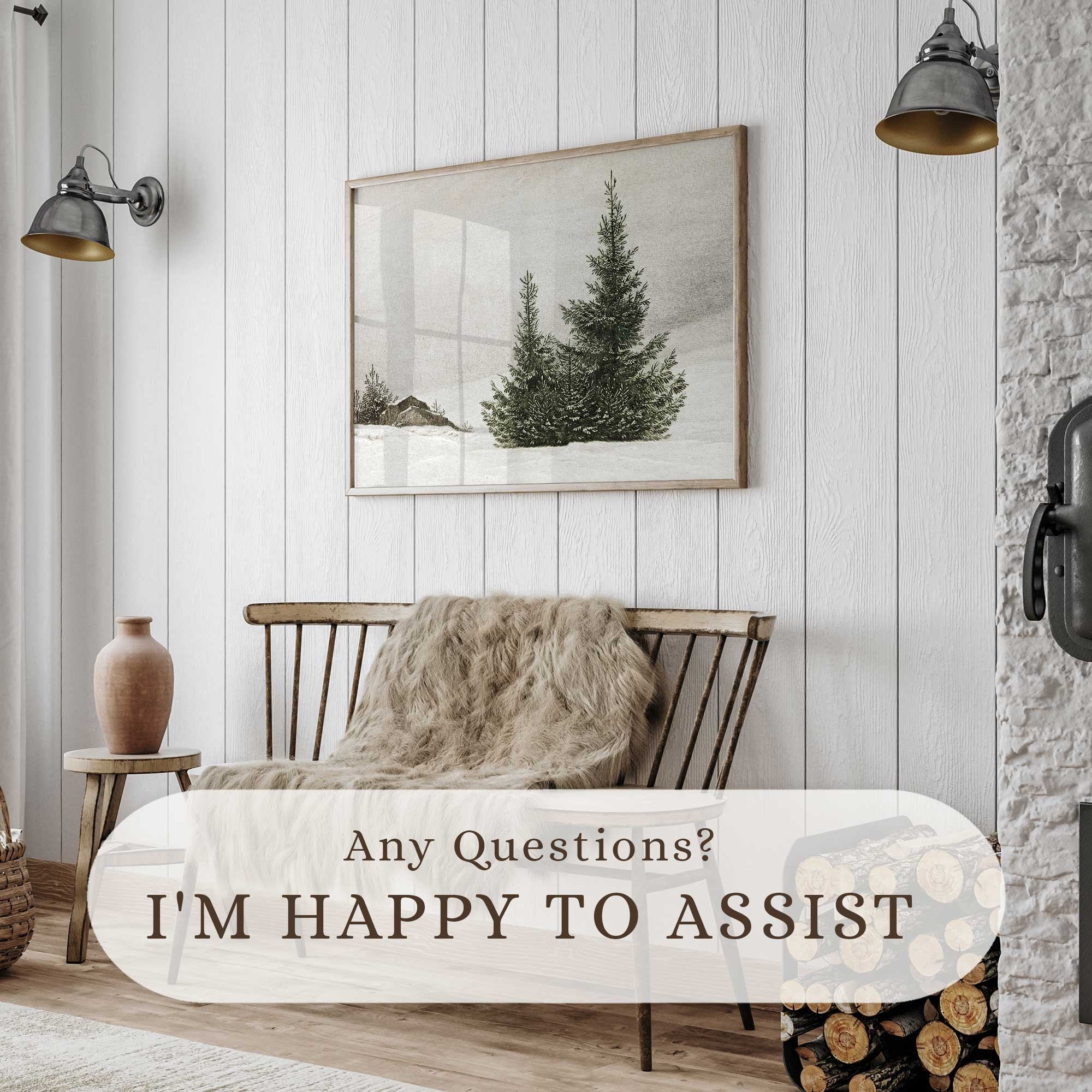 Snowy Pine Trees in Fog