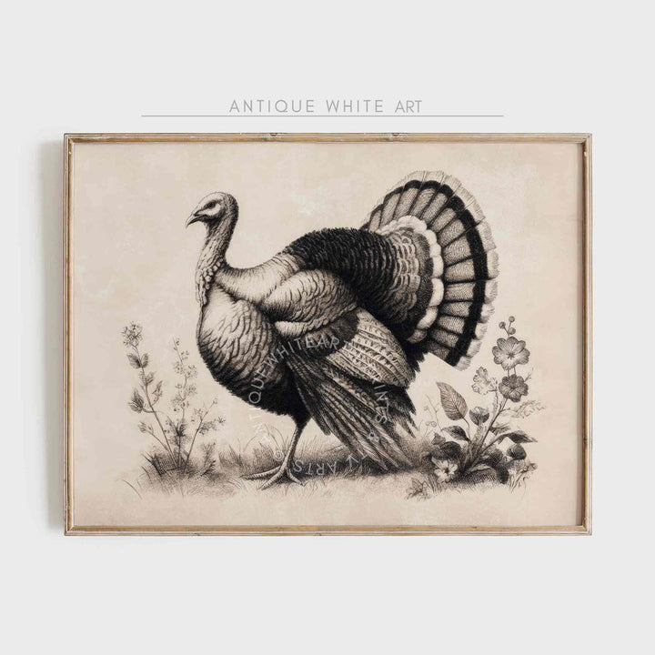Thanksgiving Wall Art Turkey Painting Farmhouse Print Autumn Downloadable W97