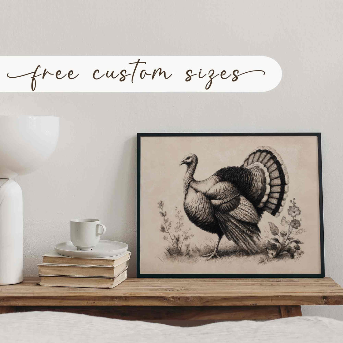 Thanksgiving Wall Art Turkey Painting Farmhouse Print Autumn Downloadable W97