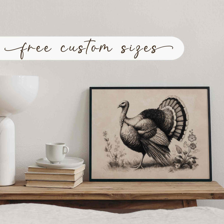 Thanksgiving Wall Art Turkey Painting Farmhouse Print Autumn Downloadable W97