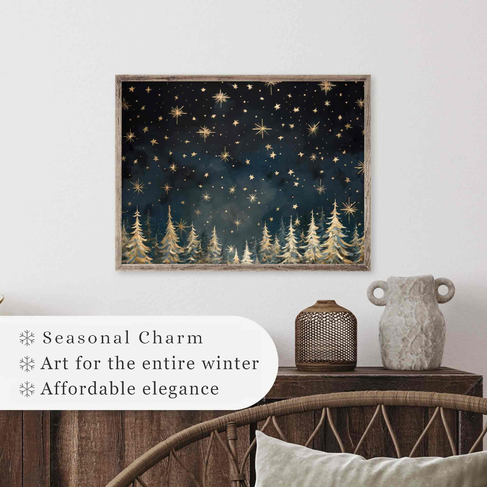 Winter Wall Art Snowy Print Holiday Rustic Farmhouse Decor Neutral Painting Fine W103