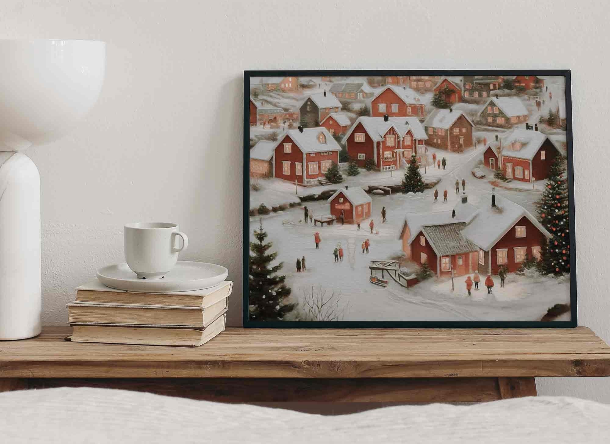 Snowy Village Print