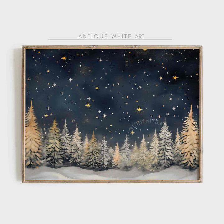 Winter Wall Art Snowy Print Holiday Rustic Farmhouse Decor Neutral Painting Fine W104