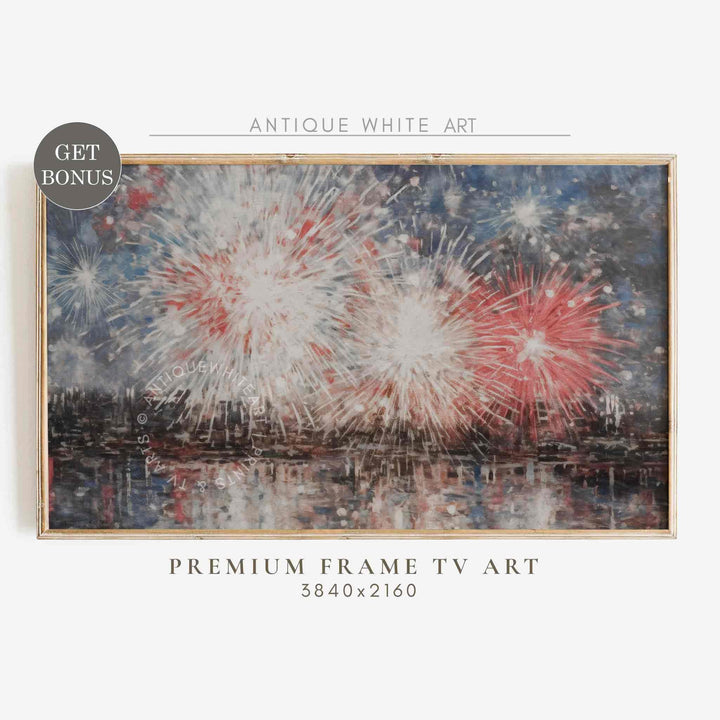 Fireworks Frame TV Art, 4th of July Art, Digital Download | TV430