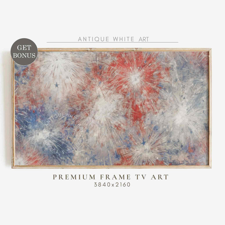 Fireworks Frame TV Art, 4th of July Art, Digital Download | TV431