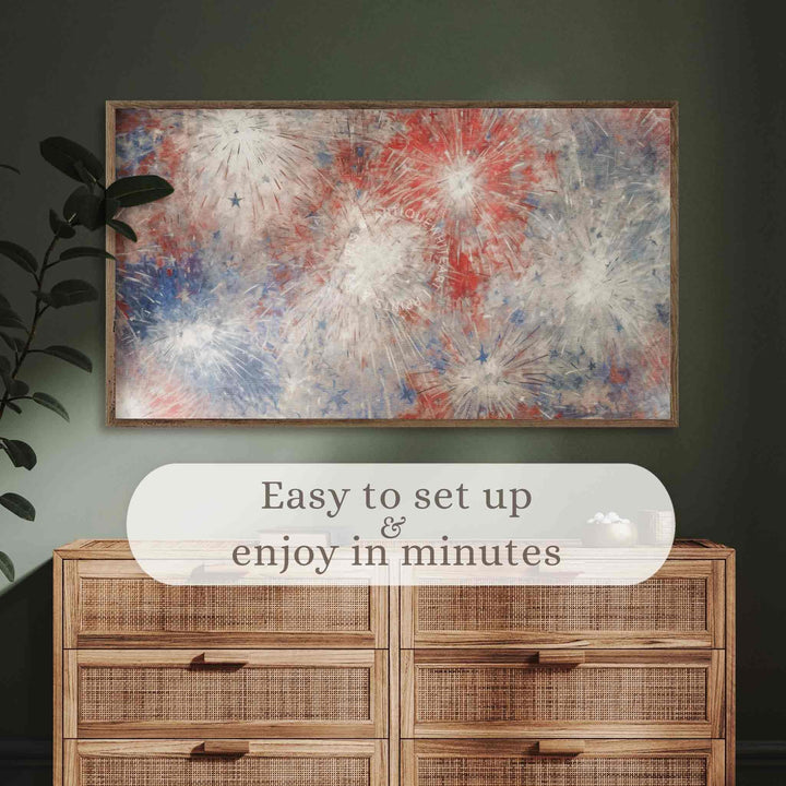 Fireworks Frame TV Art, 4th of July Art, Digital Download | TV431