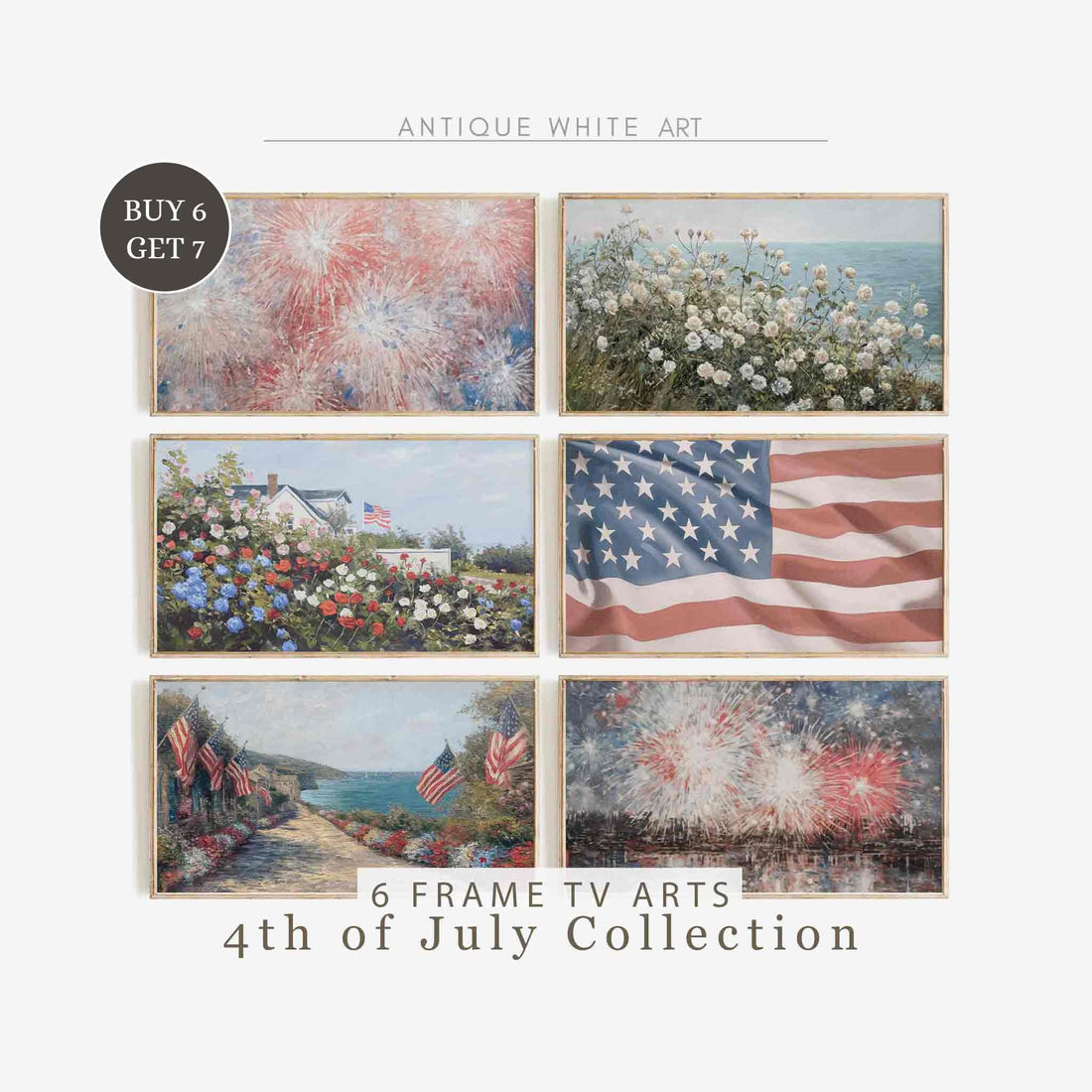 4th of July Set of 6 Images Frame TV Art | TS52