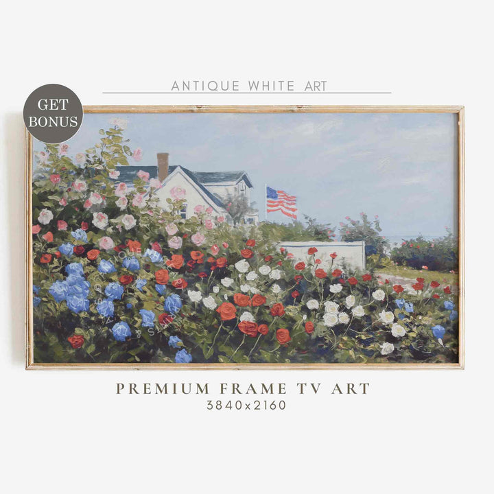 American Flag Frame TV Art, 4th of July Art, Digital Download | TV432