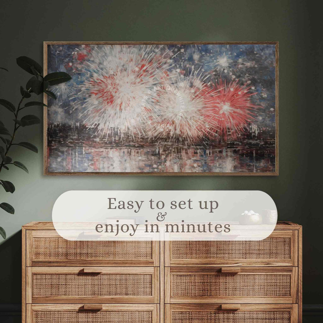 Fireworks Frame TV Art, 4th of July Art, Digital Download | TV430