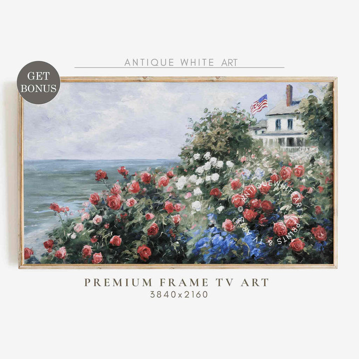 Patriotic Garden Frame TV Art, 4th of July Art | TV437